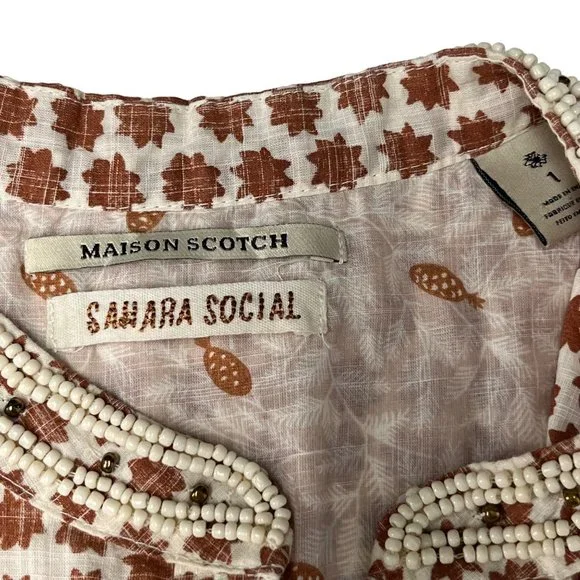 Maison Scotch & Soda SIZE 4 6 Small 1 Sahara Social Boho Beaded Romper Jumpsuit - Picture 4 of 12